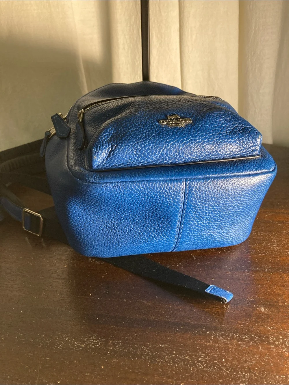 Coach Mini Pebbled Leather Backpack in Royal Blue